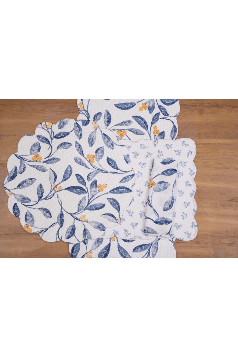 Laurelwood Quilted Round 100% Cotton Set of 6 Placemat 17", Alternate, color, Blue
