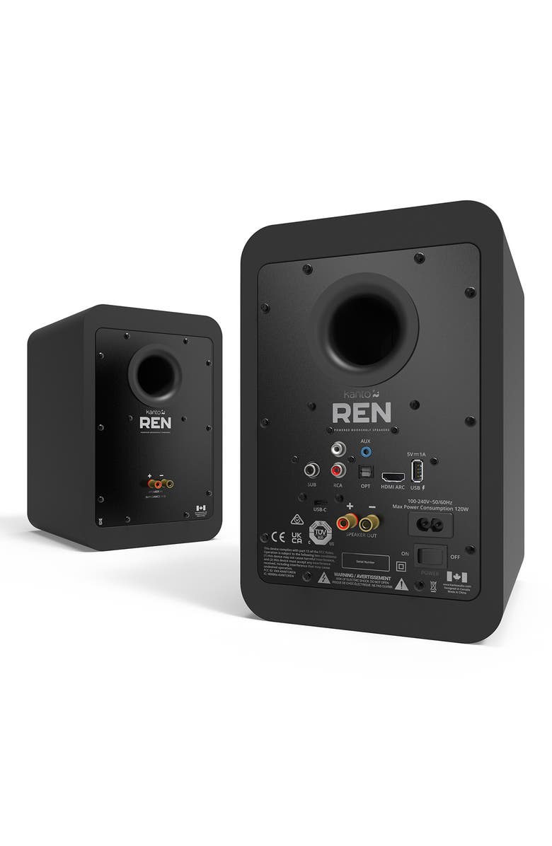 Kanto REN Powered Bluetooth Bookshelf Speakers - Pair, Alternate, color, Matte Black