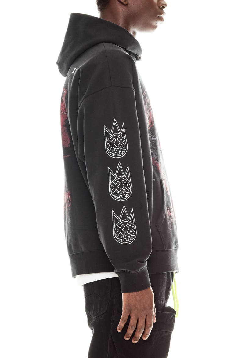 Oversize Graphic Hoodie, Alternate, color, BLACK