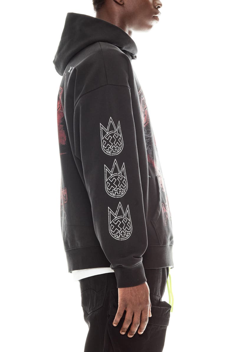 Cult of Individuality Oversize Graphic Hoodie, Alternate, color, Black