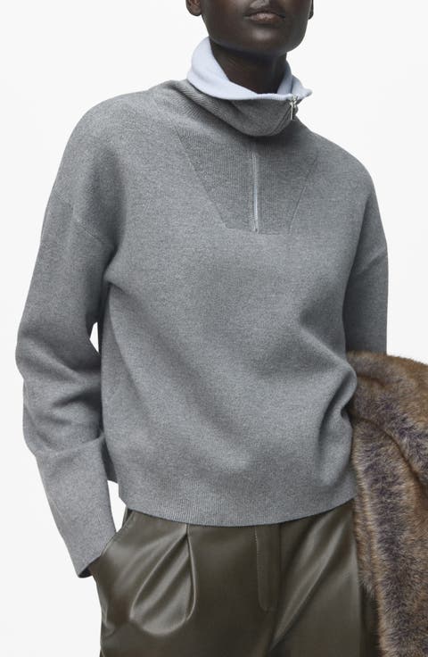 Quarter Zip Turtleneck Sweater (Regular & Plus)