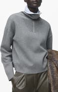 MANGO Quarter Zip Turtleneck Sweater