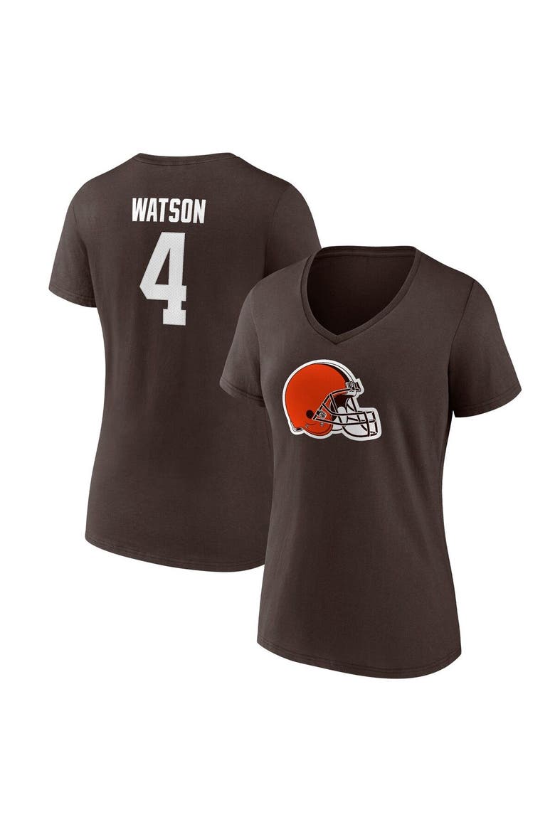 Women's Fanatics Branded Deshaun Watson Brown Cleveland Browns Player Icon Name & Number V-Neck T-Shirt, Main, color, Brown