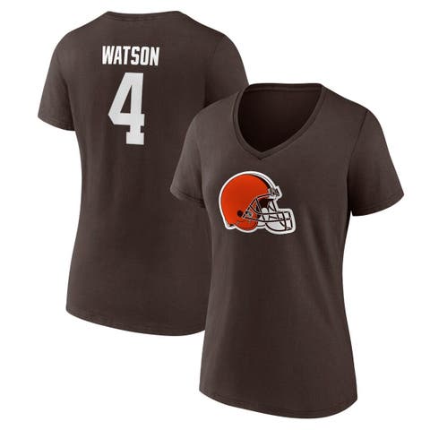 Women's Fanatics Branded Deshaun Watson Brown Cleveland Browns Player Icon Name & Number V-Neck T-Shirt
