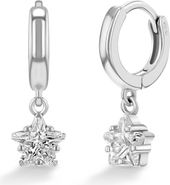 In Season Jewelry Star CZ Dangle Girl Hoop Earrings