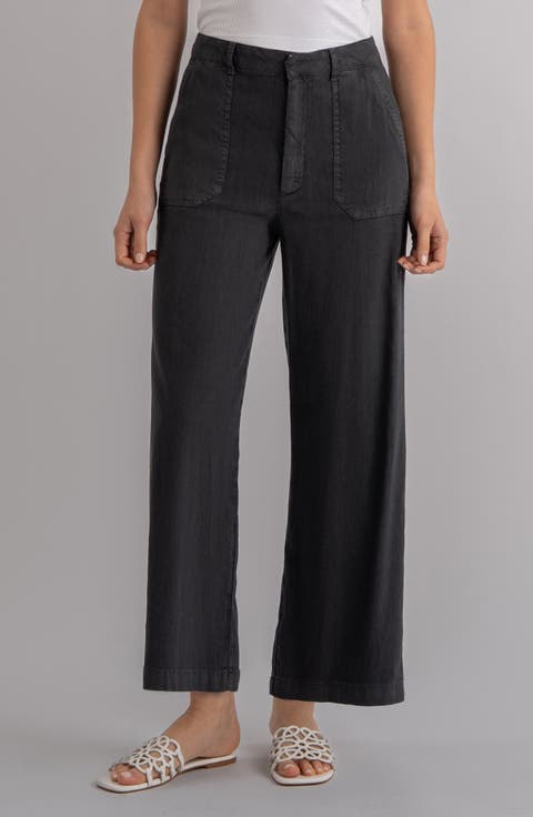 Topaz High Waist Crop Wide Leg Linen Blend Pants (Regular & Petite)