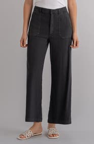 KUT from the Kloth Topaz High Waist Crop Wide Leg Linen Blend Pants