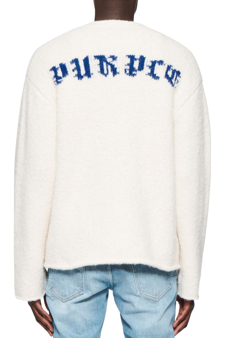 Relaxed Fit Intarsia Logo Cardigan, Alternate, color, OFF WHITE