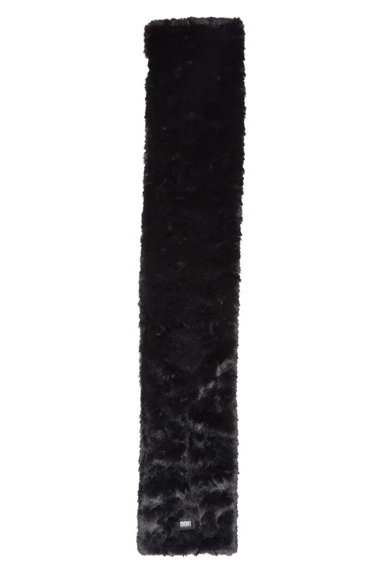 Faux Fur Pull Through Scarf, Alternate, color, BLACK