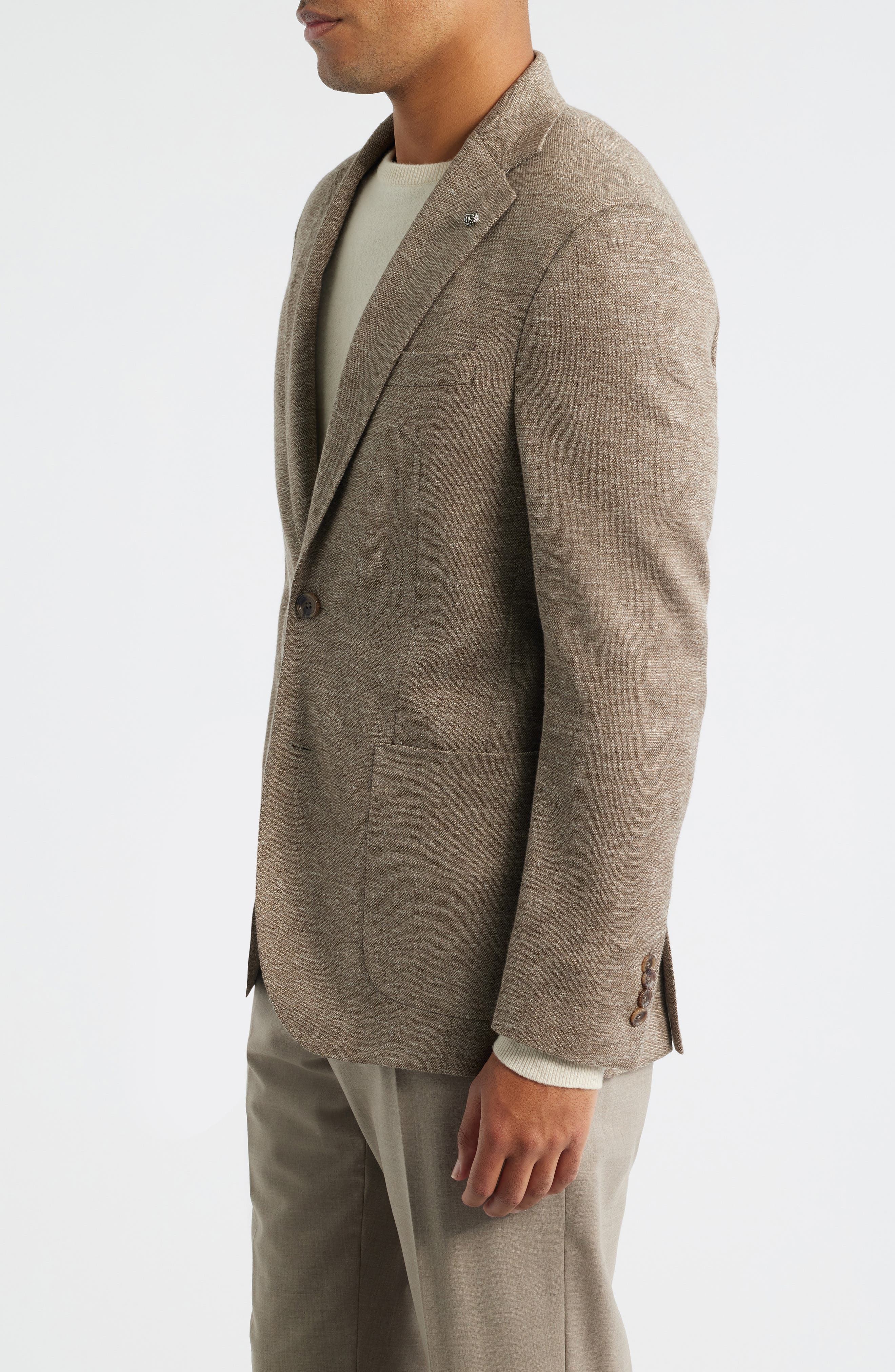 Hartford Tan Knit Wool & Silk Blend Mélange Sport Coat (Men