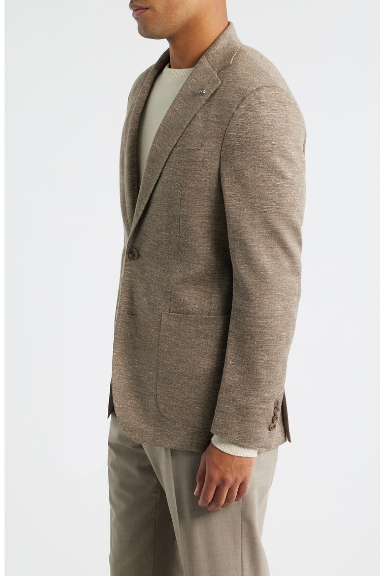 Hartford Tan Knit Wool & Silk Blend Mélange Sport Coat, Alternate, color, TAN
