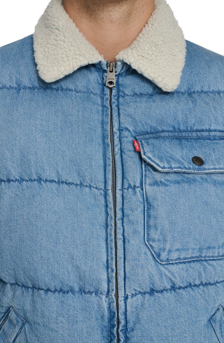 Levi's Quilted Denim Jacket with Fleece Collar, Alternate, color, Light Wash Denim