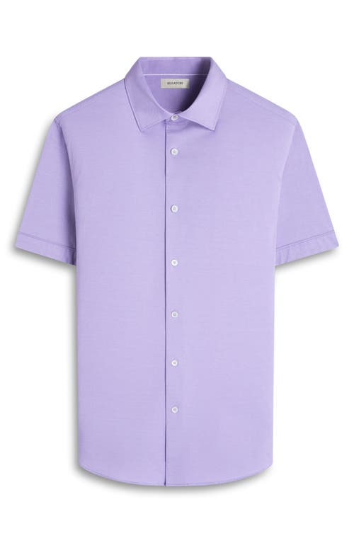 Bugatchi Myron Ooohcotton® Short Sleeve Herringbone Button-up Shirt In Lilac