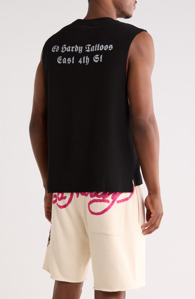 Ed Hardy Sacred Heart Graphic Tank, Alternate, color, Vintage Black