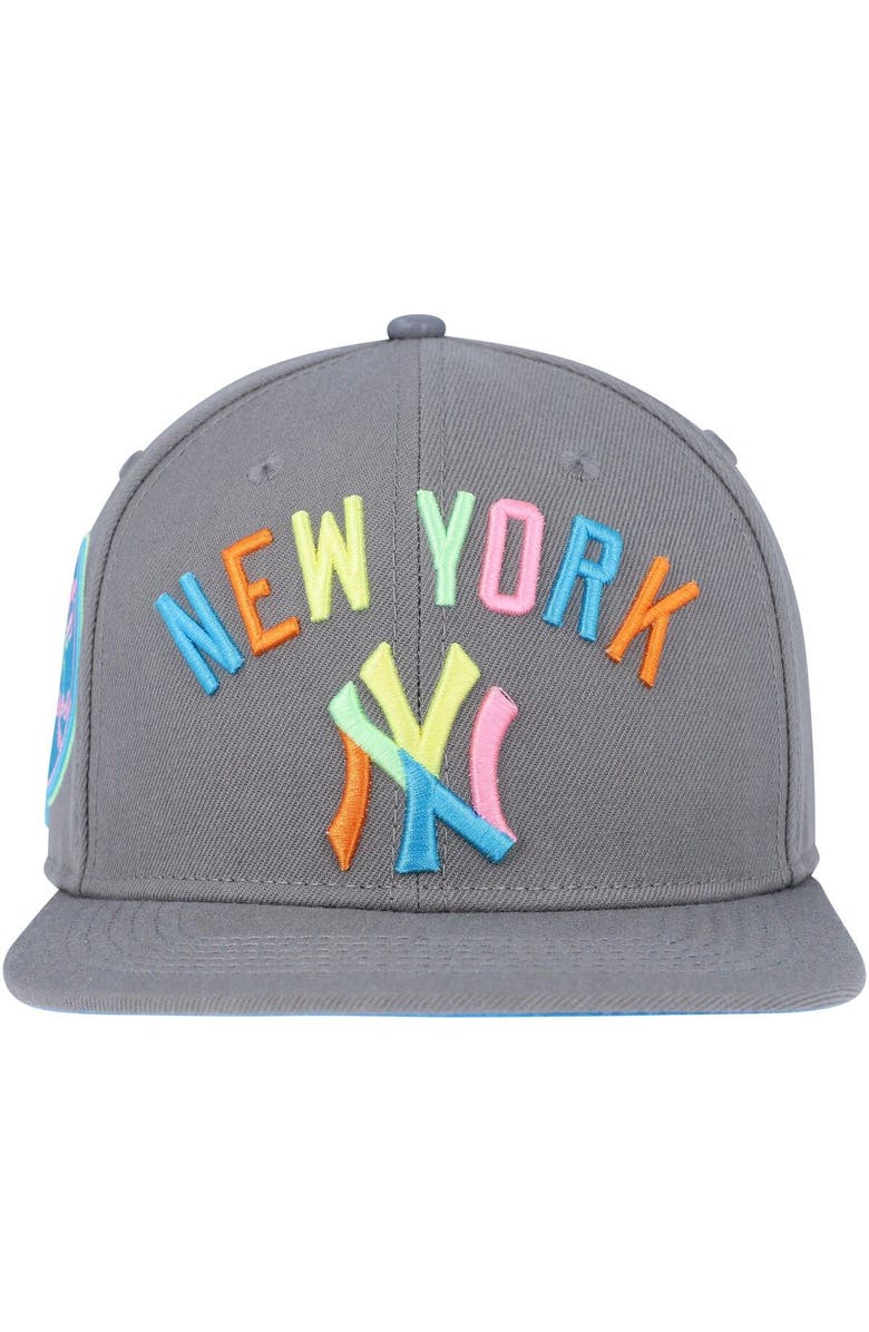 PRO STANDARD Men's Pro Standard  Gray New York Yankees Washed Neon Snapback Hat, Alternate, color, 
