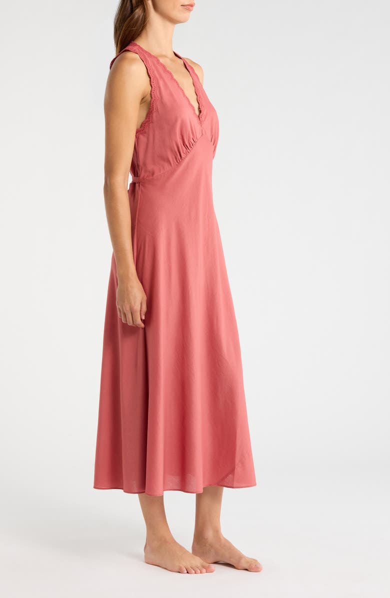 Reformation Lila Cotton Blend Nightgown, Alternate, color, Rosewood