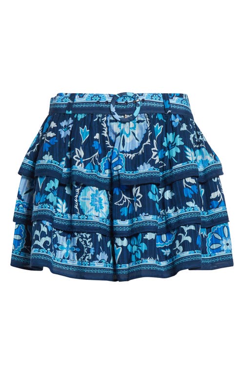 Ramy Brook Marla Mixed Print Tiered Cotton Blend Miniskirt In Multi