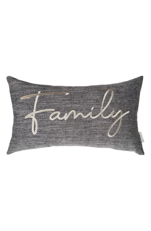 Sentiments Family Embroidered Accent Pillow