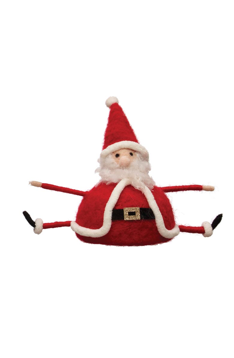 Storied Home Wool Felt Sitting Santa, Red and White, Main, color, 