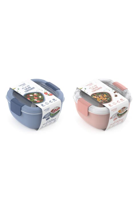 2-Pack All-in-One Glass Salad Containers