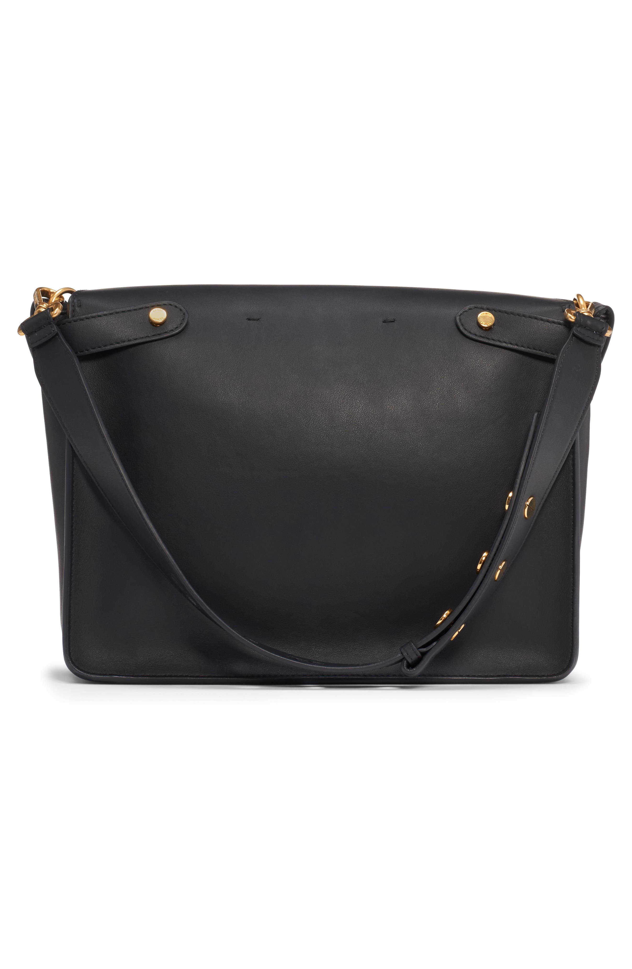 Large Kan U Leather Shoulder Bag, Alternate, color, NERO/ ORO VIBRATO