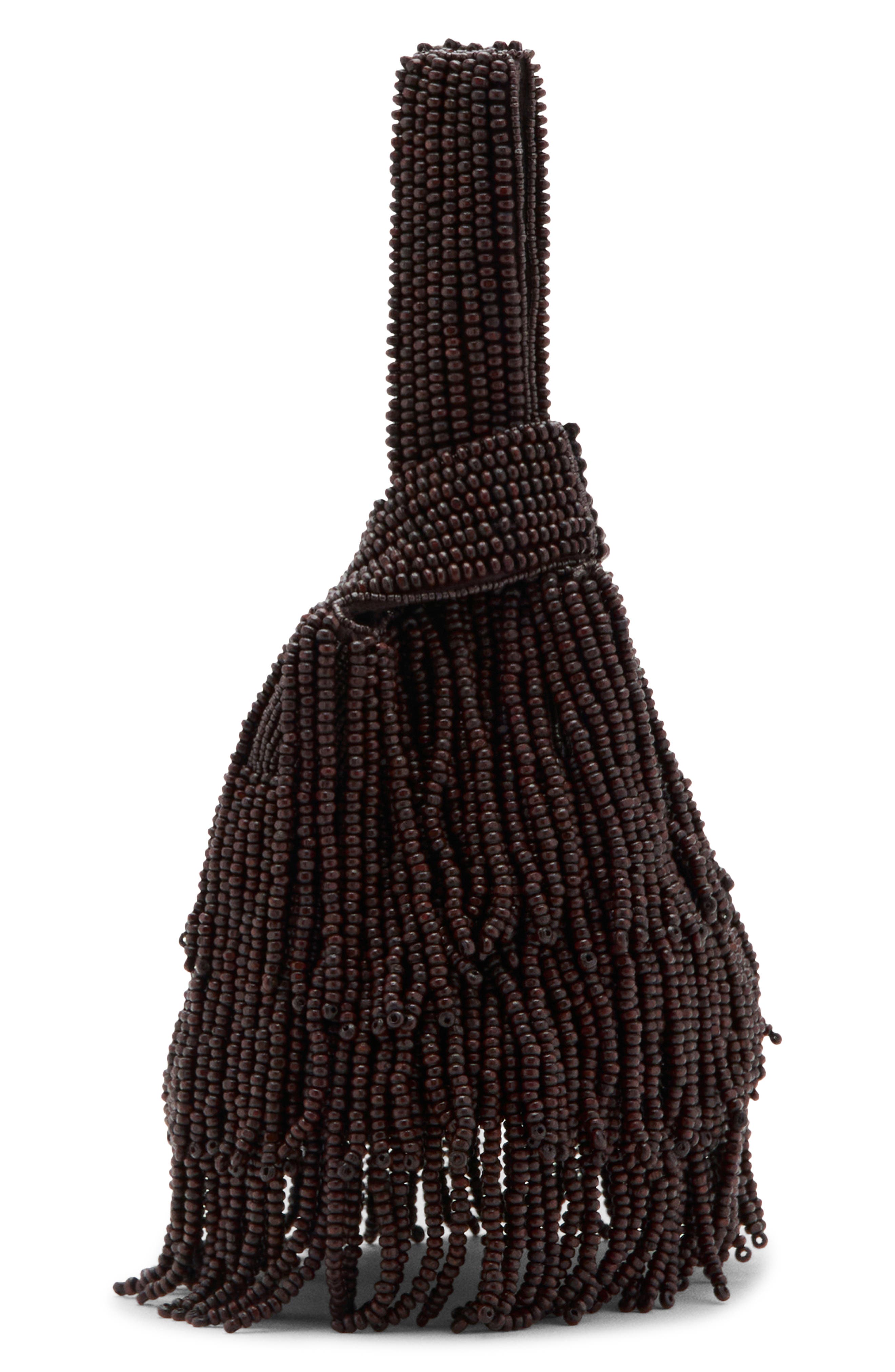 MANGO Beaded Handbag, Alternate, color, Brown