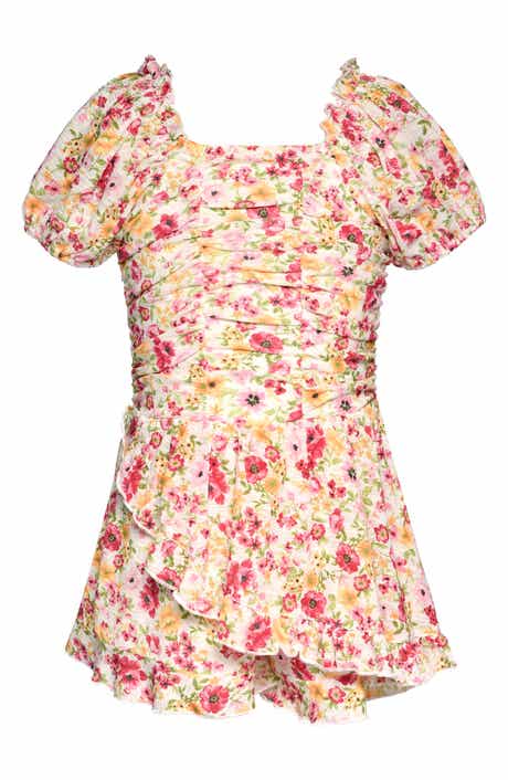 Hannah Banana Kids' Floral Ruched Romper