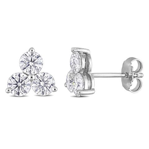 Moissanite 3-Stone Stud Earrings
