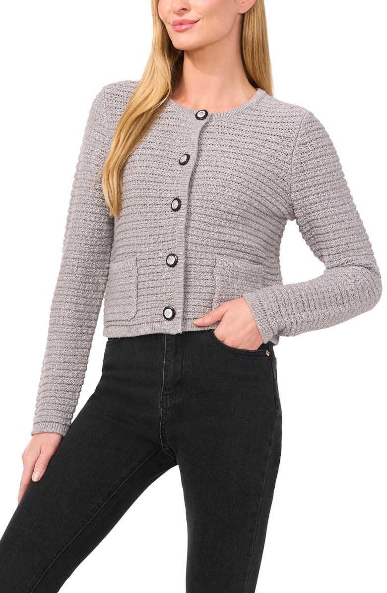 CeCe Metallic Crop Cardigan, Main, color, 