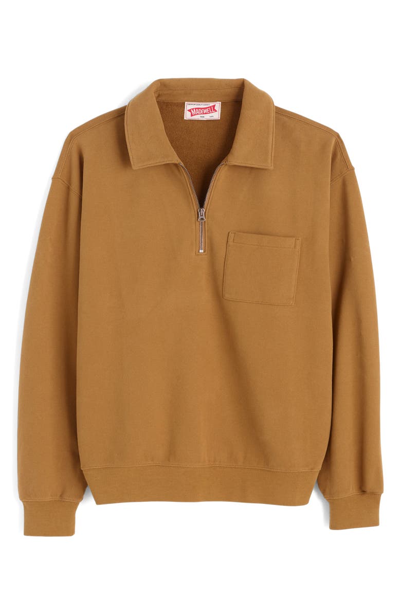 Madewell The McCarren Midweight Quarter Zip Sweatshirt, Alternate, color, Bronzed Khaki