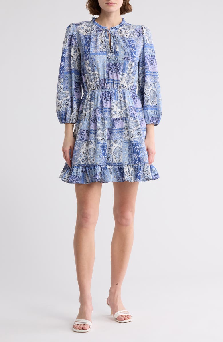 Maisie Long Sleeve Tiered Minidress, Main, color, 