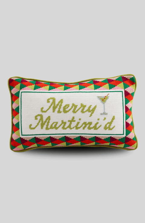 Merry Tini'd Needlepoint Pillow