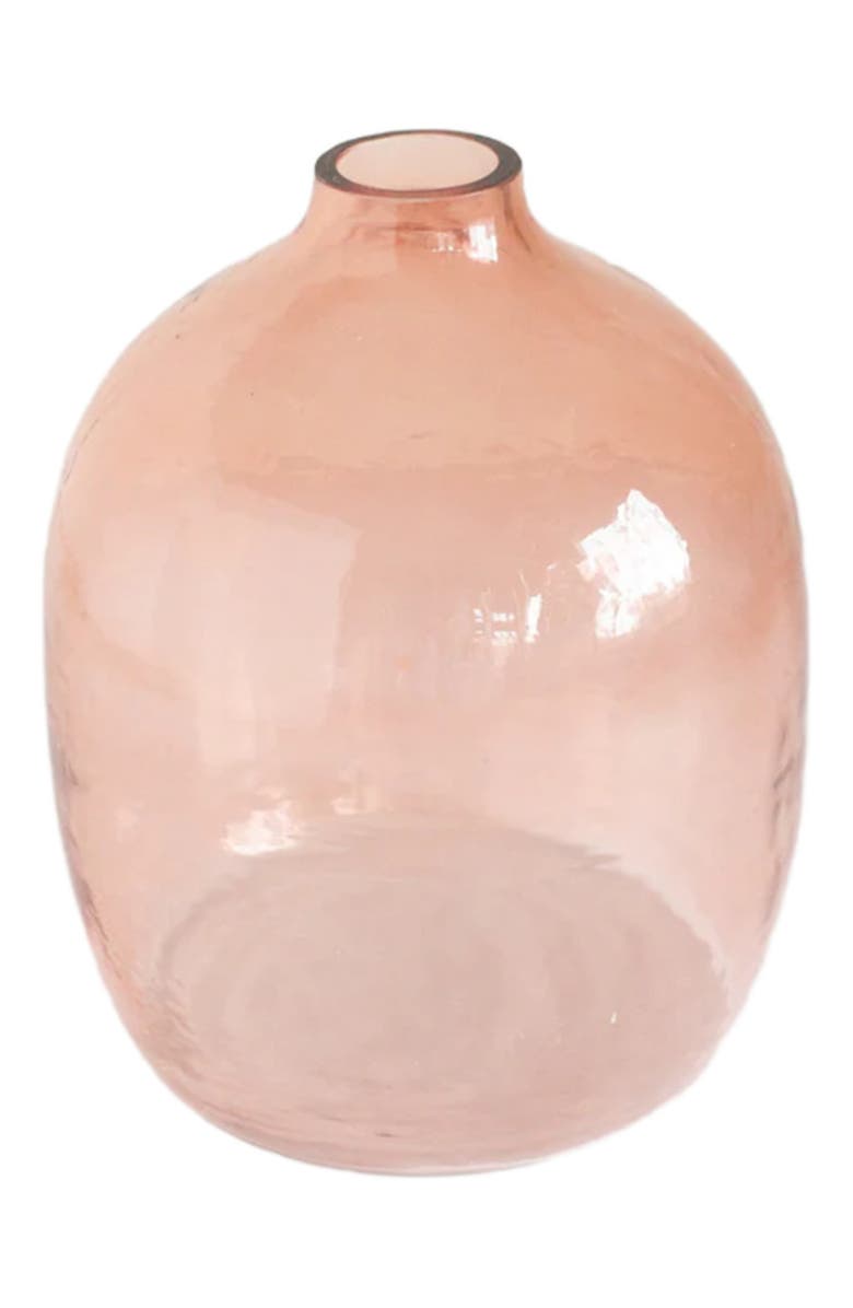 Creative Women Handblown Hammered Glass Hebron Vase, Main, color, Blush