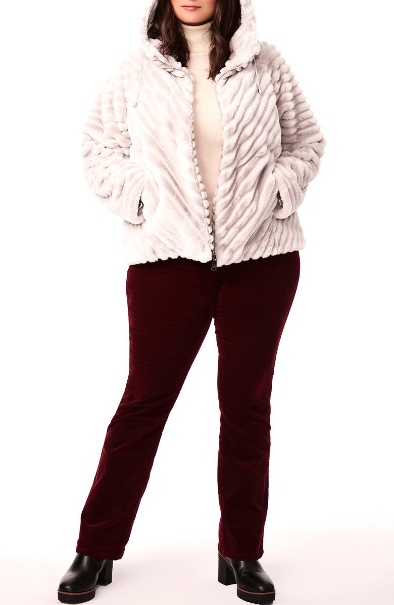 Bernardo Faux Fur Hooded Coat, Alternate, color,