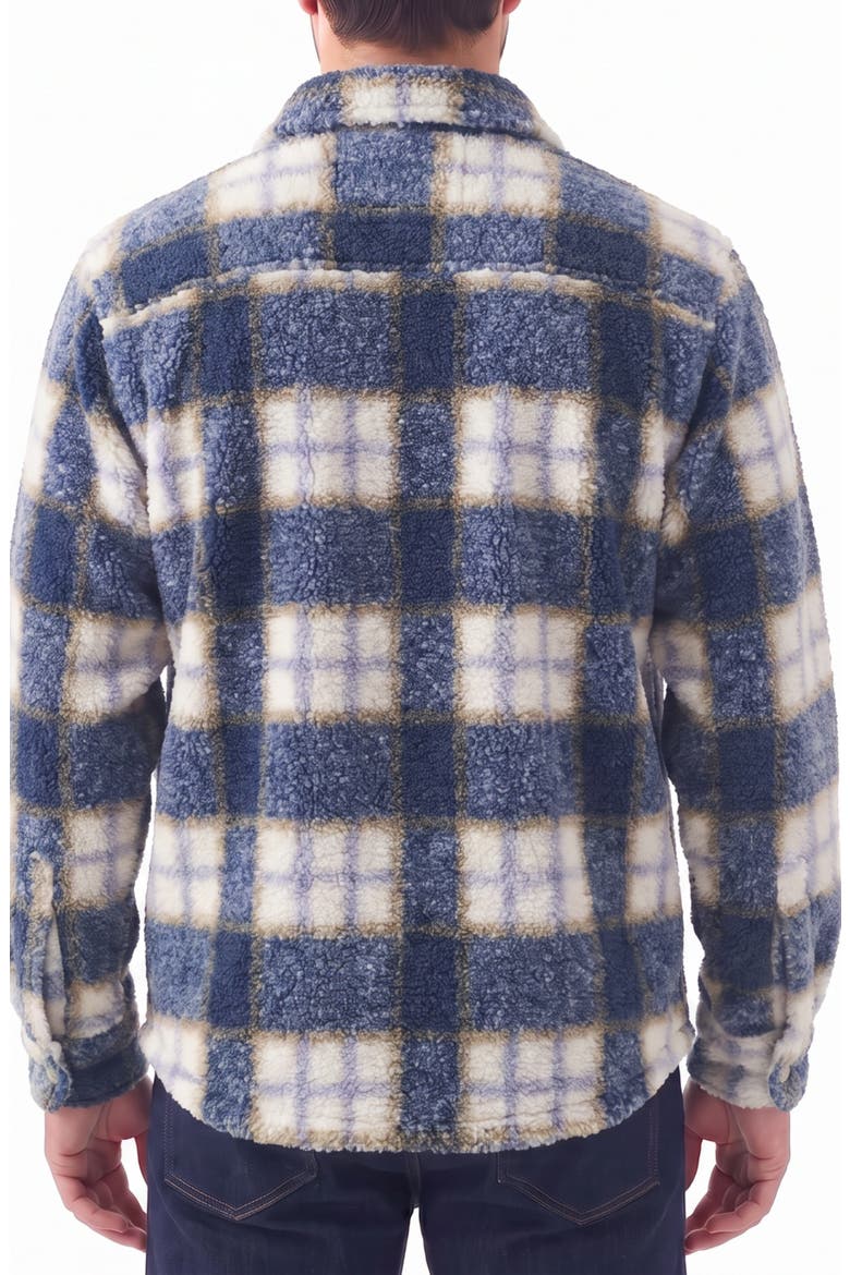 Plaid High-Pile Fleece Overshirt, Alternate, color, 116 STEEL BLUE