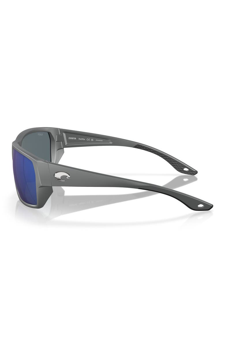 Tailfin 60mm Polarized Rectangular Sunglasses, Alternate, color, MATTE GRAY/ BLUE MIRROR 580P