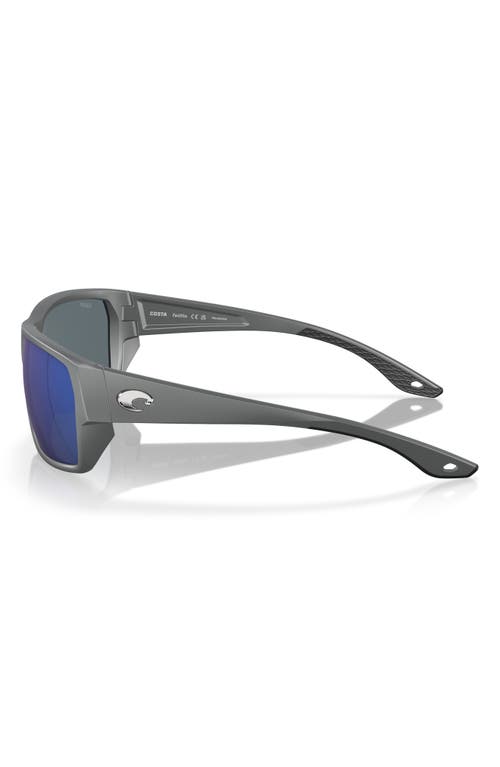 Costa Del Mar Tailfin 57mm Polarized Rectangular Sunglasses In Matte Gray/blue Mirror 580p
