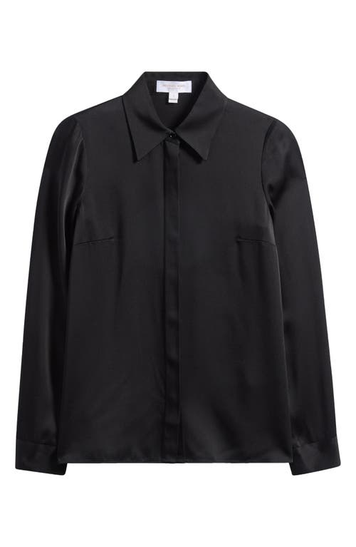 Michael Kors Collection Hansen Charmeuse Button-up Shirt In Black