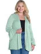 24seven Comfort Apparel Essential Curvy Soft Stretch Open Front Cardigan Jacket