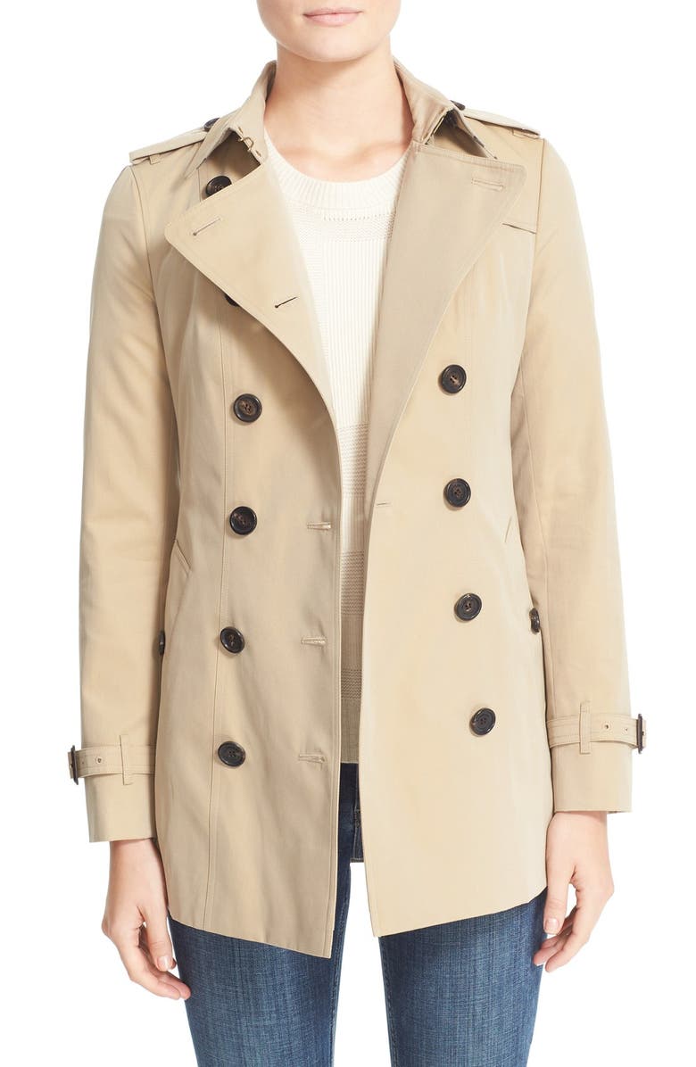 Burberry Sandringham Short Slim Trench Coat, Main, color, 