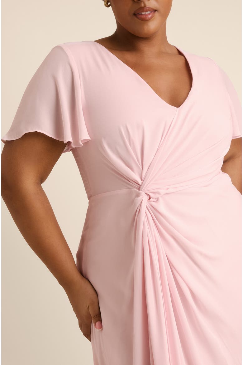 Knot Front Chiffon Bridesmaid Dress, Alternate, color, Ballet Pink