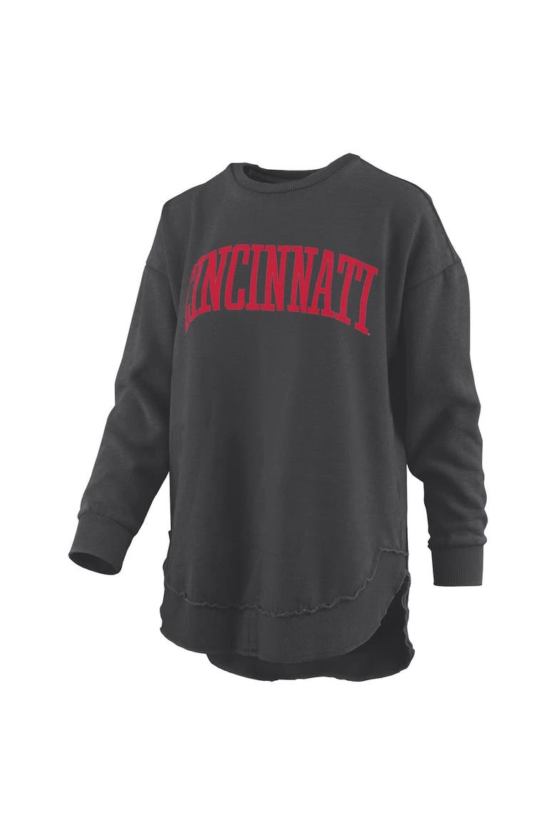 Women's Pressbox  Black Cincinnati Bearcats Melange Poncho Vintage Fleece Long Sleeve Pullover Sweatshirt, Alternate, color, Black