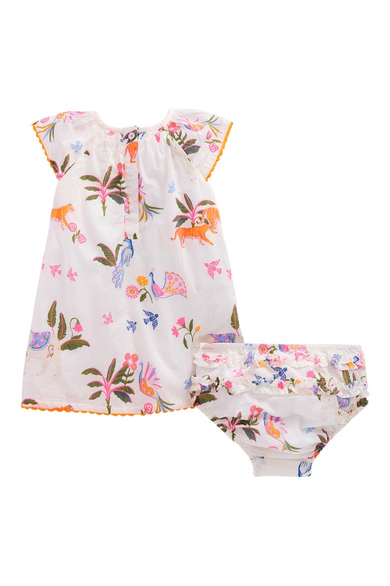 Floaty Shirred Dress, Alternate, color, IVORY JUNGLE ANIMALS