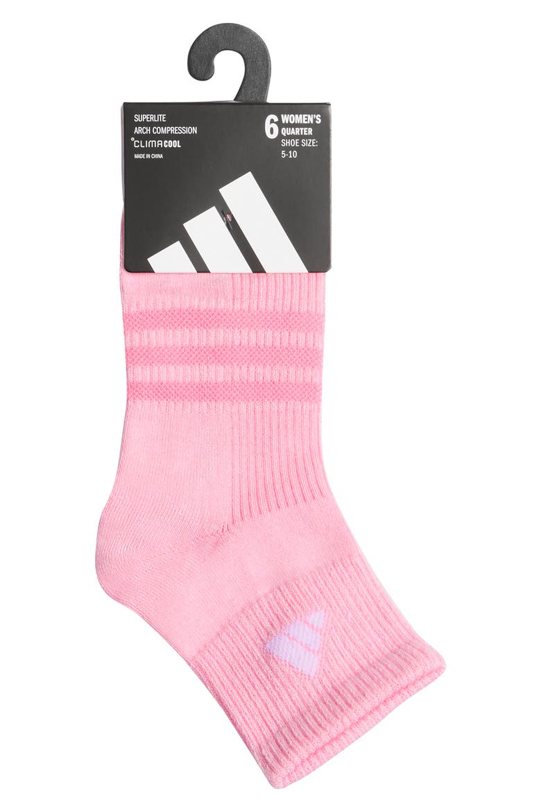 Superlite 3.0 6-Pack Quarter Socks, Alternate, color, CLEAR PINK/ MAROON/ TURBO PINK