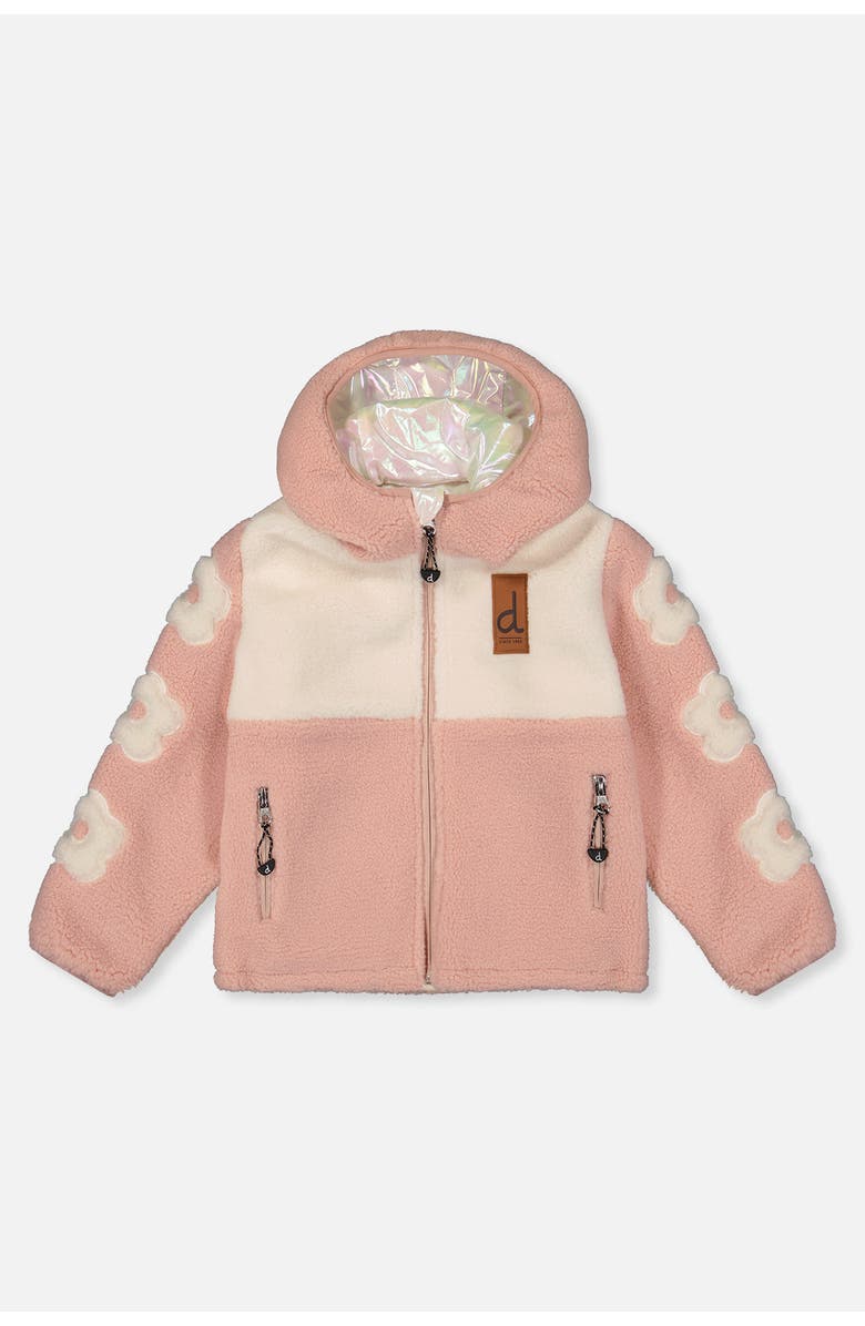 Deux par Deux Reversible Mid-Season Fleece Flower Sleeve Hooded Jacket, Alternate, color,