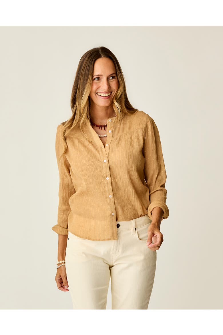 Tatum Gauze Top, Alternate, color, Camel Lurex