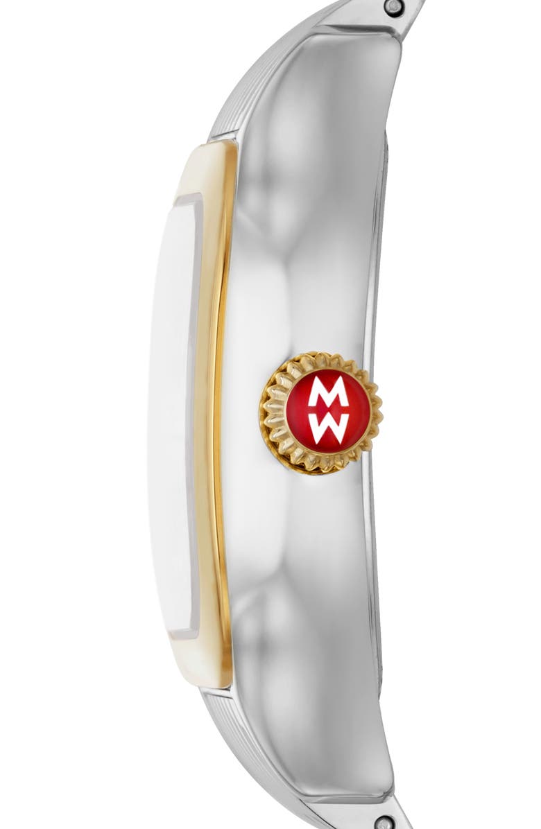 MICHELE Meggie Two-Tone Mother-of-Pearl & Diamond Dial Bracelet Watch, 29mm, Alternate, color, Two Tone