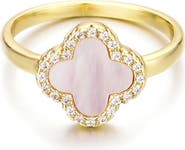 Adornia Mother-of-Pearl & Crystal Clover Ring