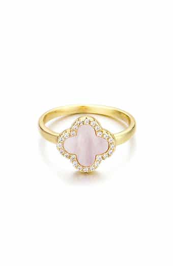 Adornia Mother-of-Pearl & Crystal Clover Ring