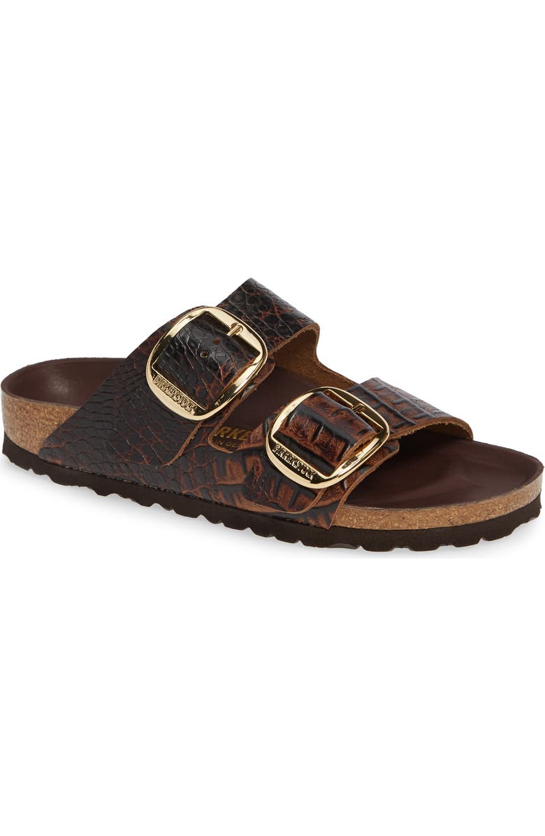 Birkenstock Arizona Croc-Embossed Leather Slide Sandal - Discontinued, Alternate, color,